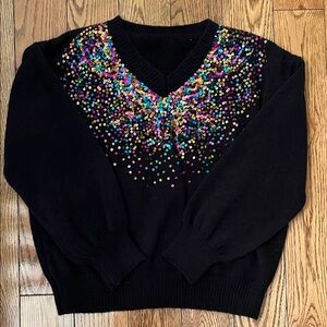 Black Sequin Embellished Women's Sweater